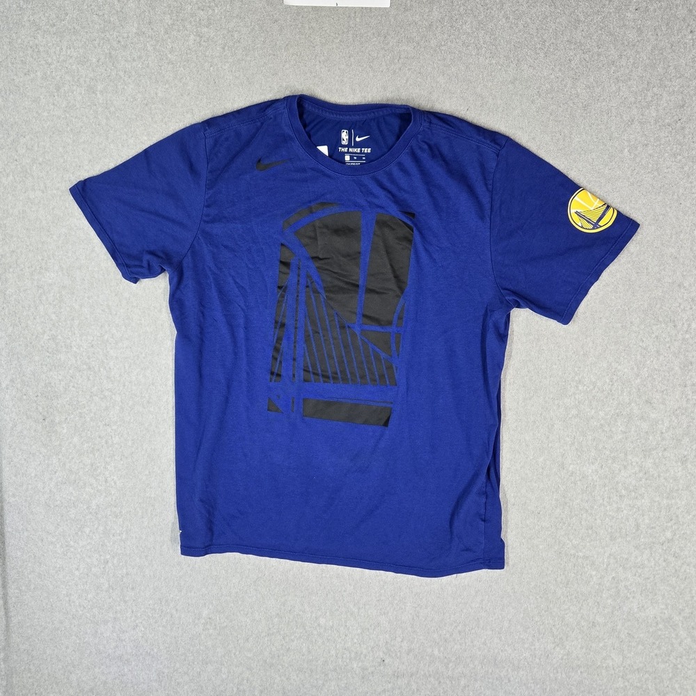 Golden State Warriors Men Shirt XL Blue Nike Graphic Bridge Logo Dri-Fit The